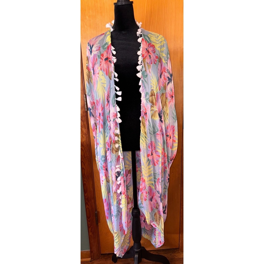 Pool to Party by Subtle Luxury Floral Halter Neck Kimono Cover Up One Size - Picture 1 of 6